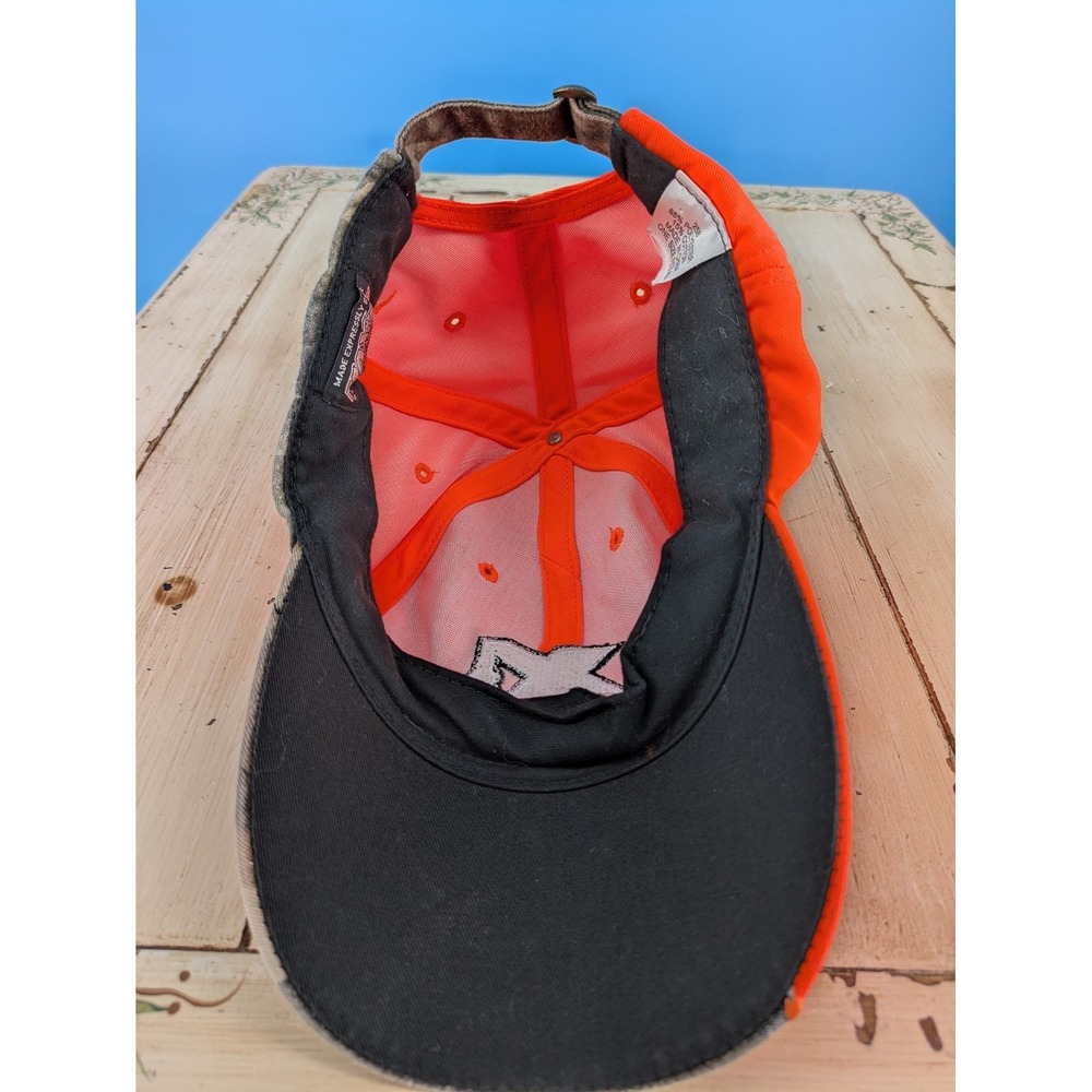 Maxim Crane Works Hat Mens OSFA Orange Camo Adjustable Baseball Cap Hunting NWOT - Picture 5 of 8